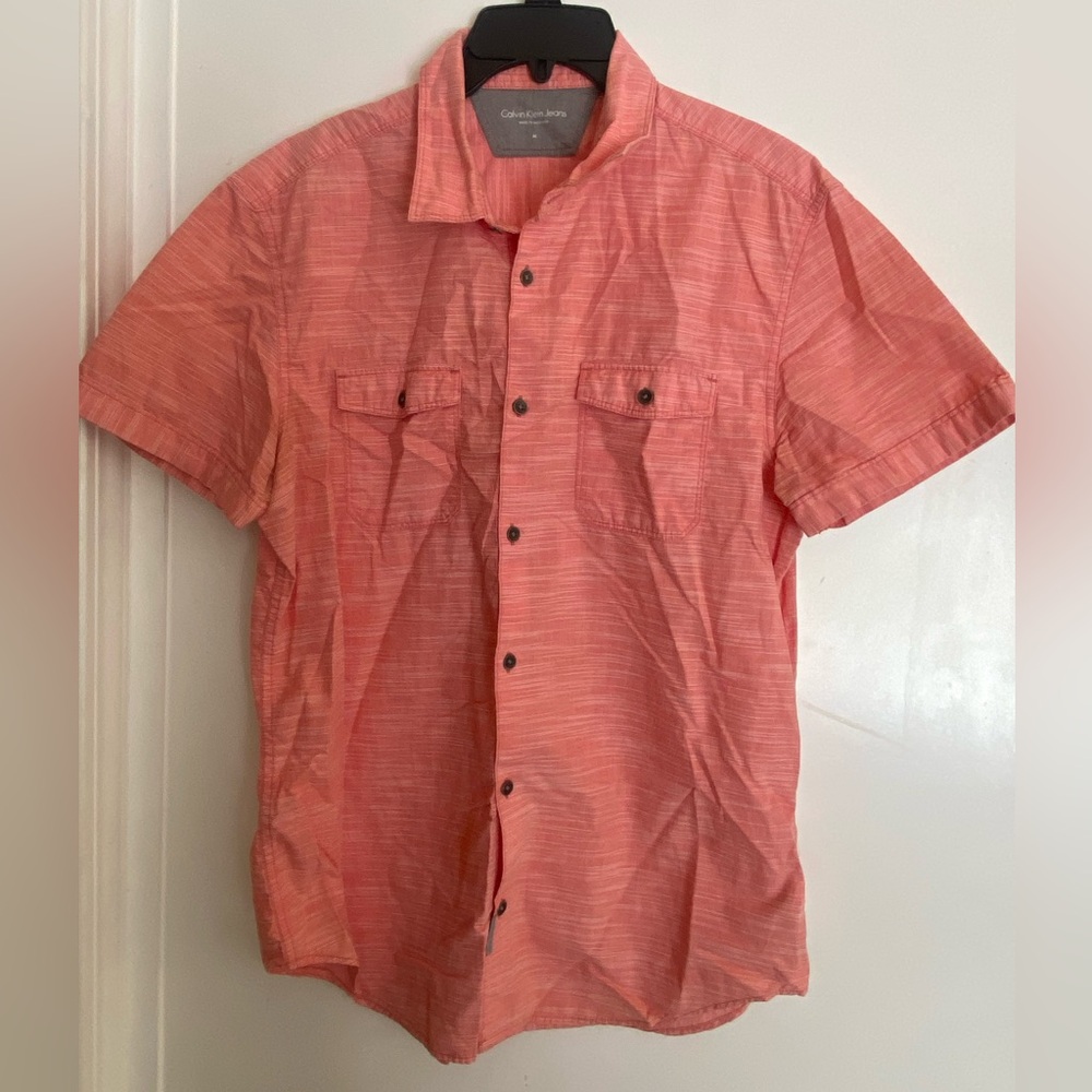 Calvin Klein Men's Coral Button Down Shirt